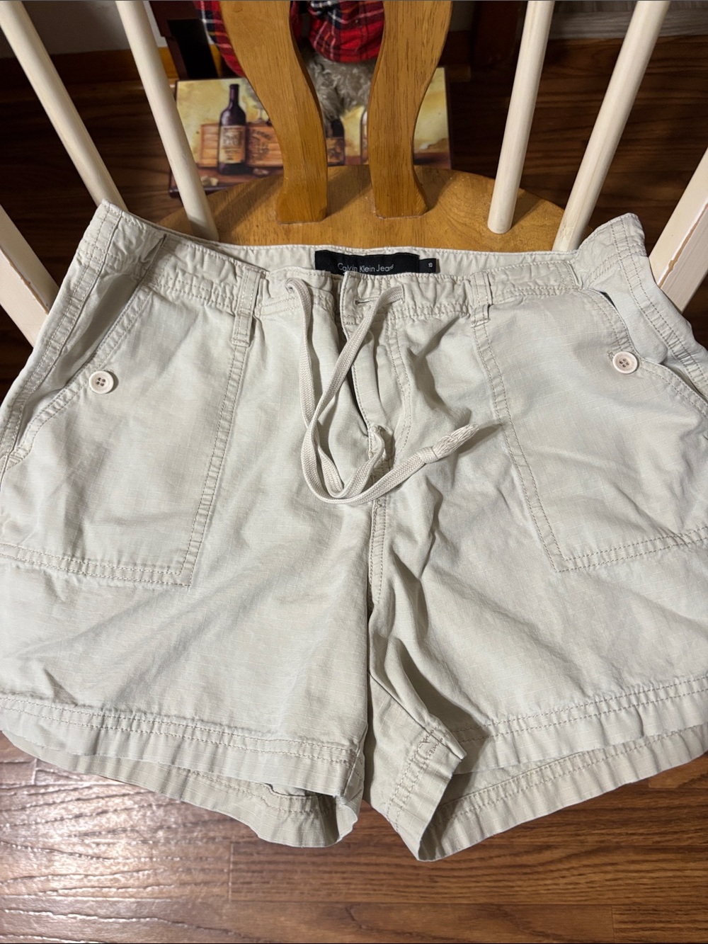 Calvin Klein Jeans Light Cream Drawstring Utility Shorts